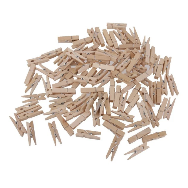 100 pièces Mini vêtements en bois naturel pinces à papier photo pince à linge