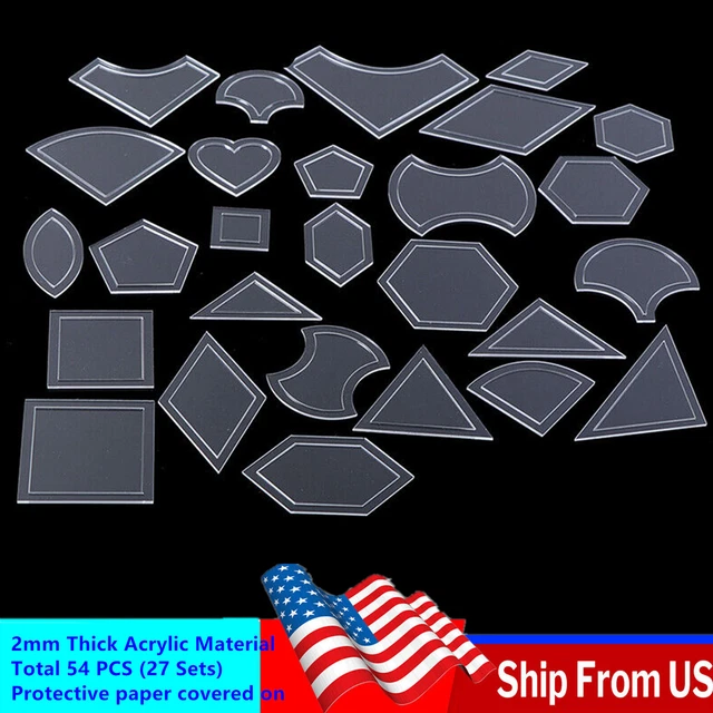 54 PCS ACRYLIC Quilting Templates Stencils Patchwork Ruler Sewing DIY