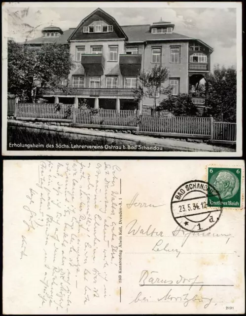 Ansichtskarte Ostrau-Bad Schandau Erholungsheim des Lehrervereins 1934