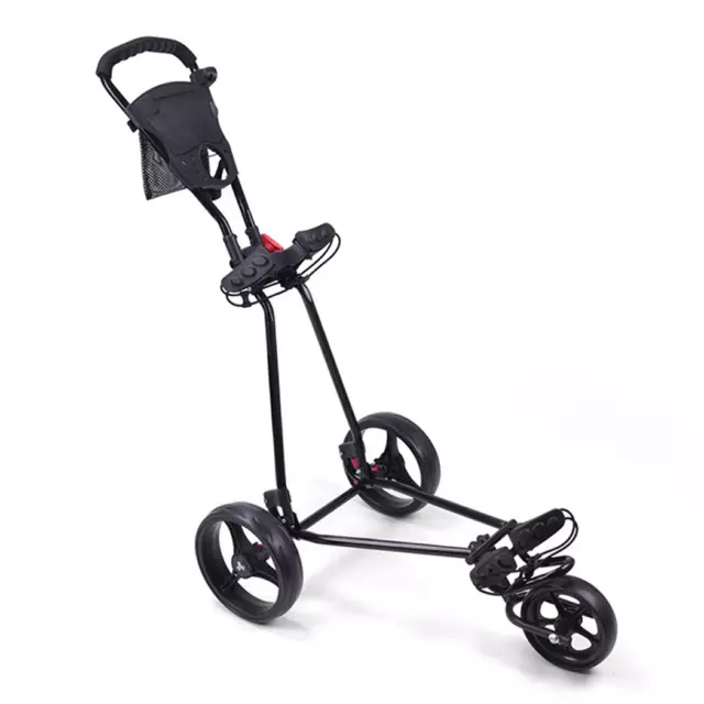 Golf Buggy Trolley Cart 3 Removable Wheel Push Pull Foldable Foot Brake Mesh Bag