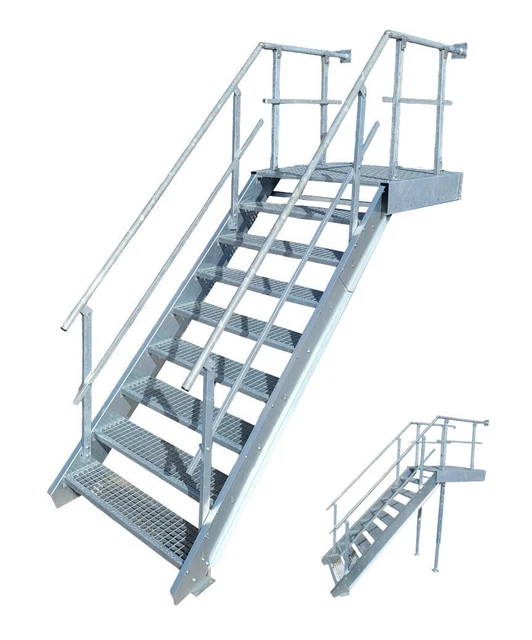 4 Stufen Standtreppe Schwarz - 72cm Höhe, Rutschfest & Seniorenfreundlich