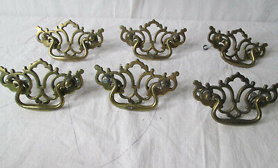 Set of 6 Vtg Ornate Art Deco Brass Drawer Handle Pulls CB2019 Canada Hardware