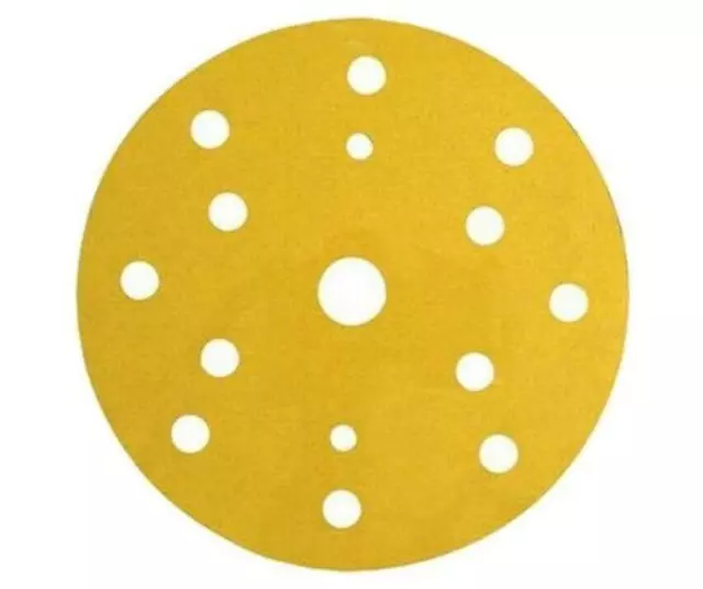 3M 236U Hookit Gold Paper Abrasive Disc 15H 150Mm 6'' Box 100 Multiple Grits