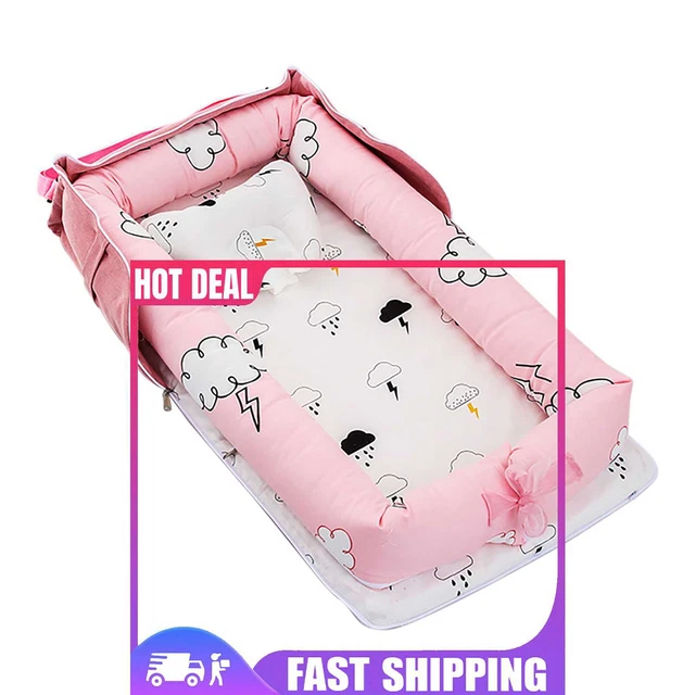 Portable Newborn Baby Nest Bed Detachable Washable Lounger (Raindrop Cloud)