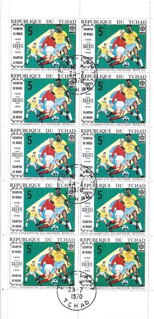 Tchad 1970 Mini Feuille Utilisée Brésil Brésil Football