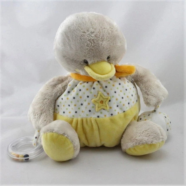 Doudou poussin canard jaune blanc étoiles MOTS D'ENFANTS - 21197