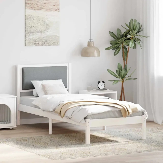 BED FRAME WITH Headboard Light Grey 80 x 200 cm Solid Pine Wood vidaXL ...
