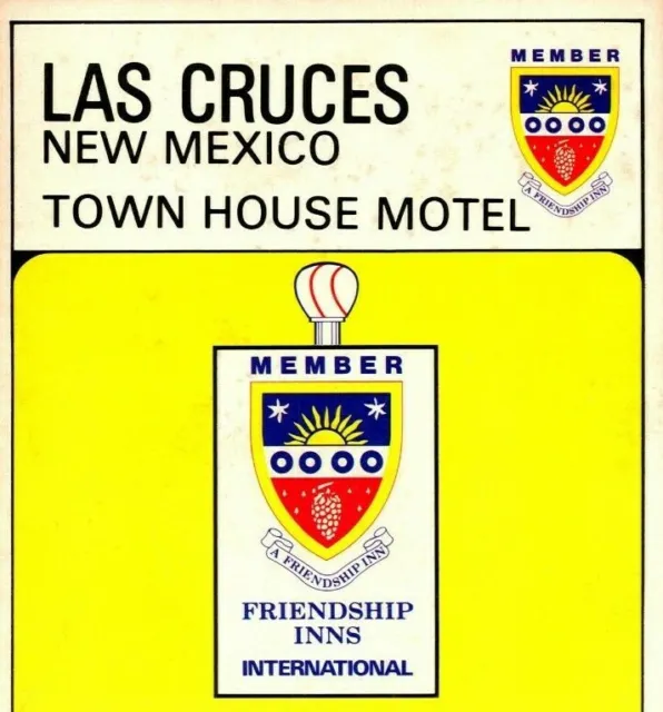 Las Cruces NM Town House Motel 9x4 Friendship Inn UNP Vtg Chrome Postcard