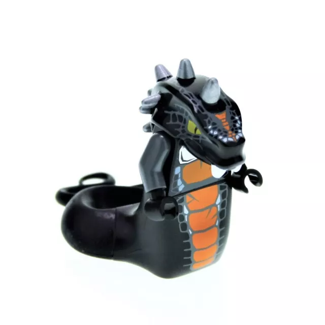 1x Lego Figurine ninjago Skalidor Noir Orange Serpent Tête Dentelle 9450 njo067