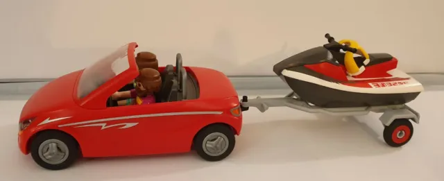 Playmobil La Voiture De Ville Avec 2 Personnages + Remorque Et Jet Ski 2