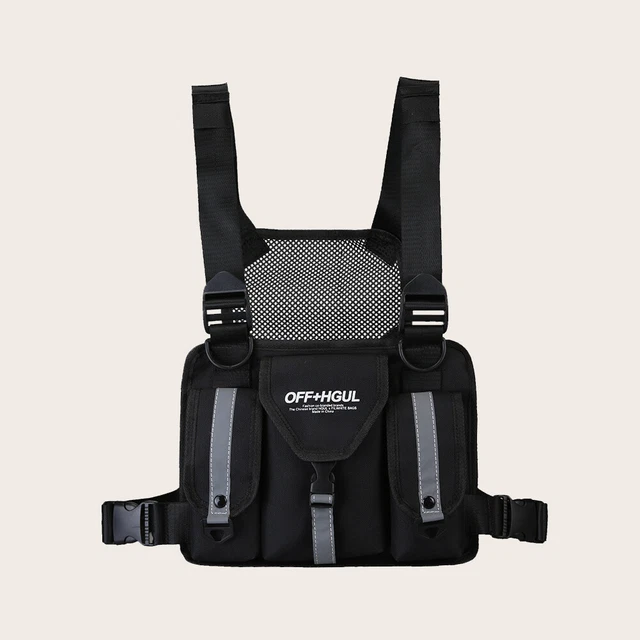 Waist Bag Men Women Vest Hip-Hop Street Shoulder Pack (Reflective Black) FS2#