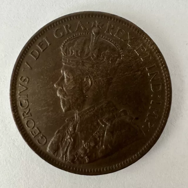 Canada Large One Cent 1917 Coin King George V with "DEI GRA" Bronze Penny KM# 21