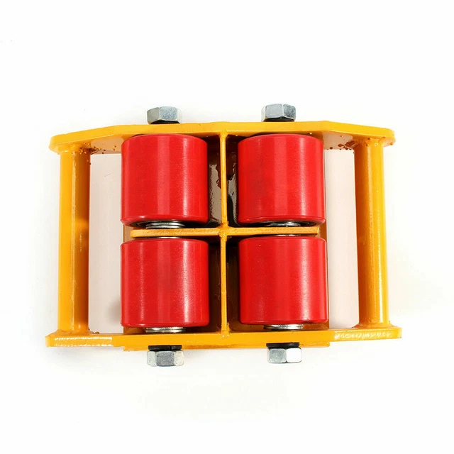 6Ton Moving Yellow Dolly Skate Machinery Roller Mover Cargo Trolley Machine 4Pcs