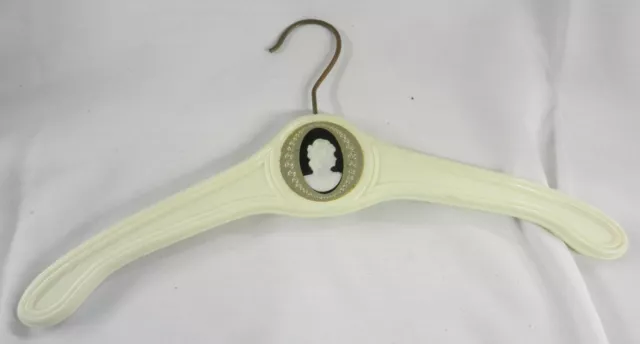 Vintage Nevco Heavy Hanger Ivory Colored w Gold Accents & Center Cameo