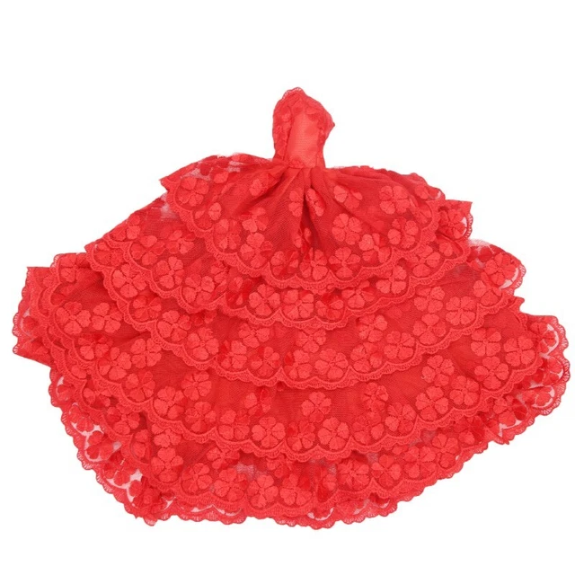 Popular.Barbie Doll sized Clothes@One Red Fashion GOWN+1 Veil+1 Gloves-Best.xmas
