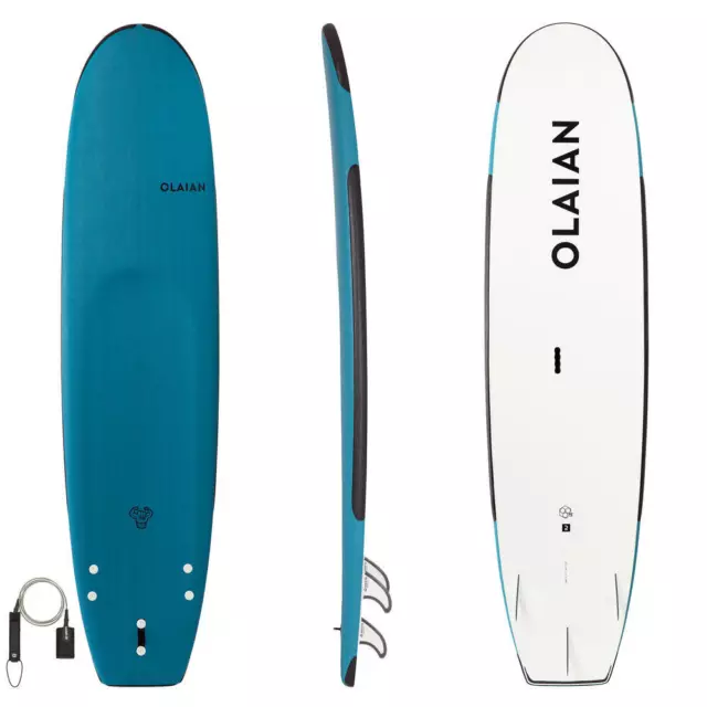 Foam Surfboard 100 8.2ft with leash Surf - DECATHLON Olaian