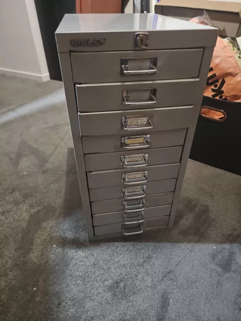 Bisley 1010046101 10 Drawer Desktop Cabinet - Grey .. No Keys