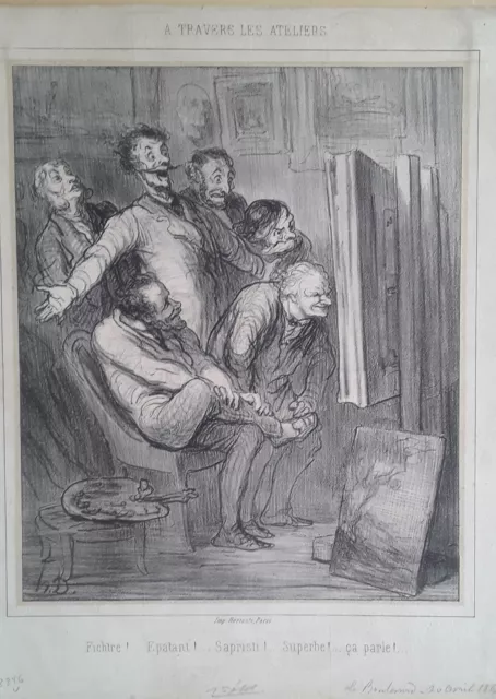 HONORE DAUMIER  "A TRAVERS LES ATELIERS" Lithograph -1ST State