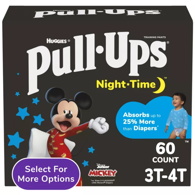 Pull-Ups Boys' Night-Time Training Pants, 3T-4T (32-40 lbs), 60 Ct