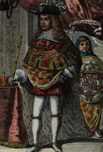 King of Spain Roy d'Espagne 1683 Mallet ethnic costume dress hand color print
