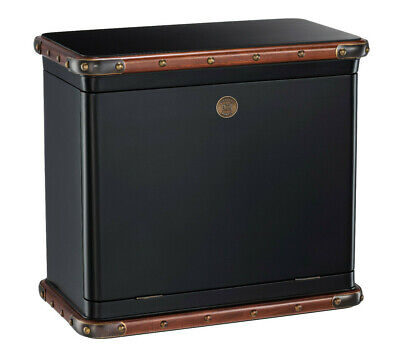 Picnic Box Bar Hamper Black Victorian Travel Trunk 18.75" Wooden Nautical Basket 3