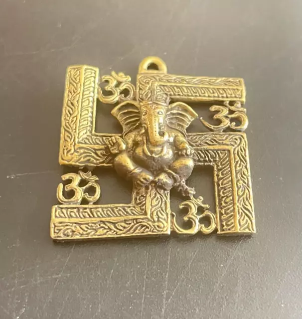 Talisman Indien Ganesh Hakenkreuz Amulett Anhänger Miniatur Figur Thailand g3 2