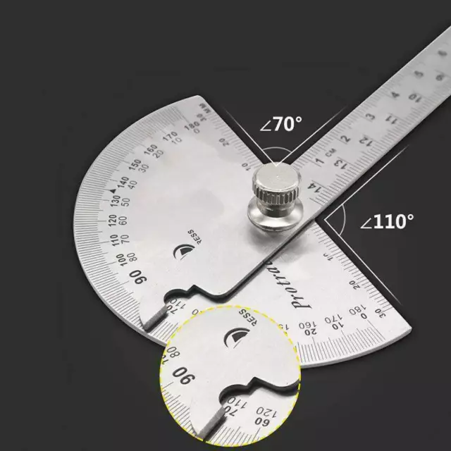 Protractor Ruler Angle Finder 180° Rotary Arm Measuring Tool Stainless Steel UFF