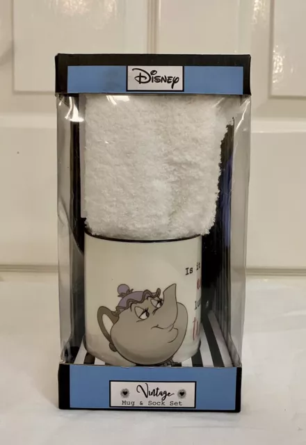 Disney Vintage Mug & Sock Set - Mrs. Potts Beauty & The Beast (New Unopened)