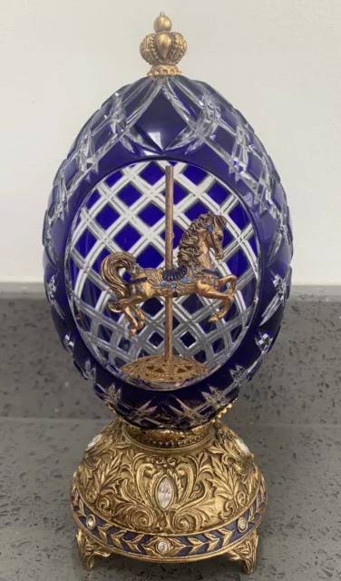 Sapphire Inspiration Crystal Carousel Egg by House of Faberge Franklin Mint