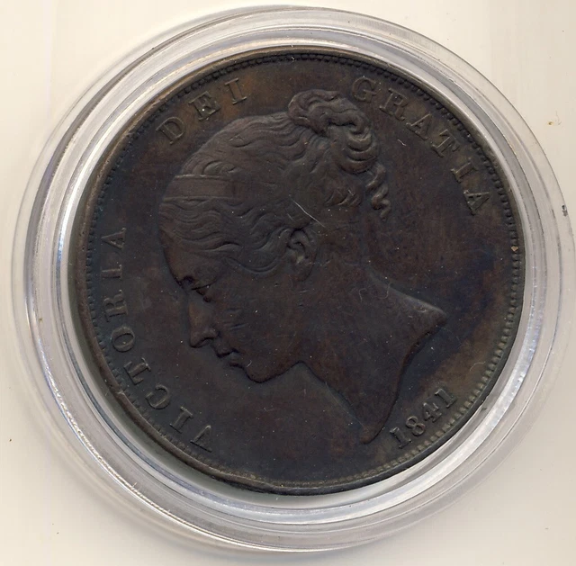 1841 Queen Victoria Young Head Copper Penny Coin