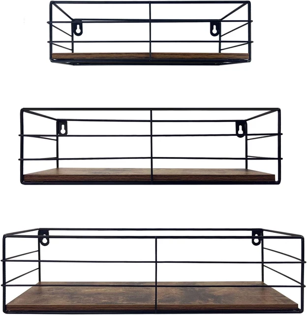 CRUGLA Floating Shelves Wall Mounted Set of 3, Hanging Storage Shelf for Bathroo