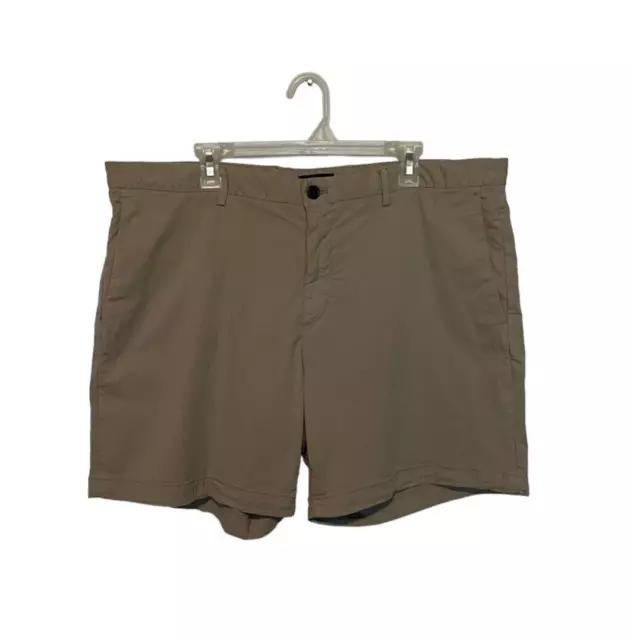 Theory Chino Shorts Mens 40 Khaki Zaine Cotton Stretch Slim Fit Flat Front NWOT