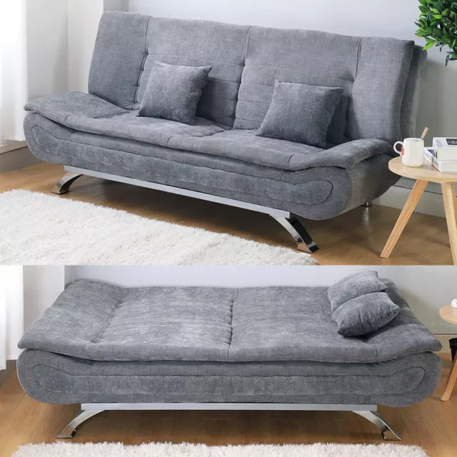 3 Seater Recliner Grey Linen Fabric Corner Sofa Bed Couch Armchair Lounge Settee