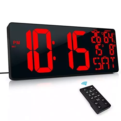 18'' Extra Large Digital Wall Clock with Remote Control, LED Large Wall