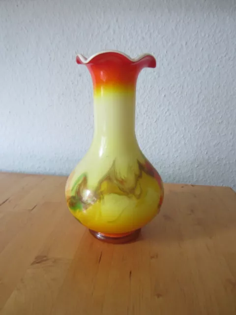 Murano Opaline Glas Vase orange gelb