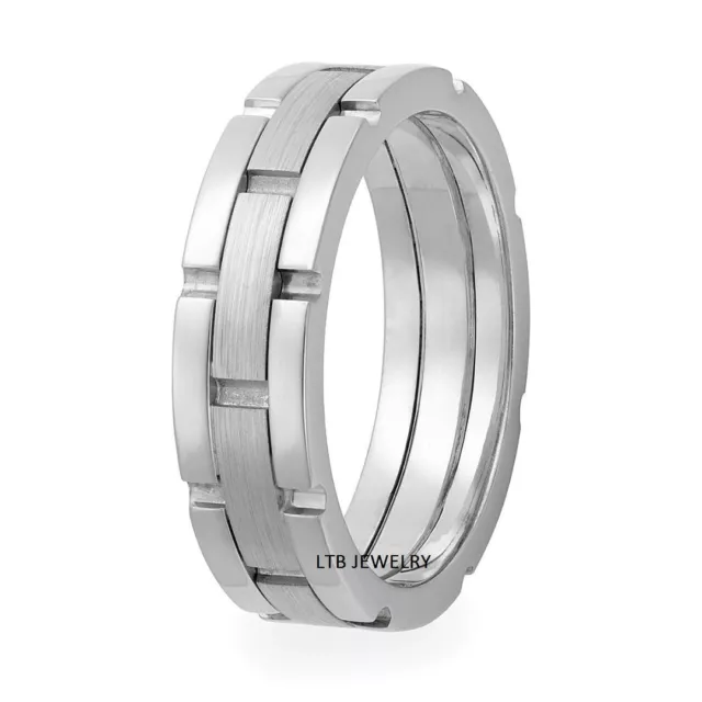 14K WHITE GOLD MENS or WOMENS WEDDING BANDS,6MM SATIN & SHINY FINISH