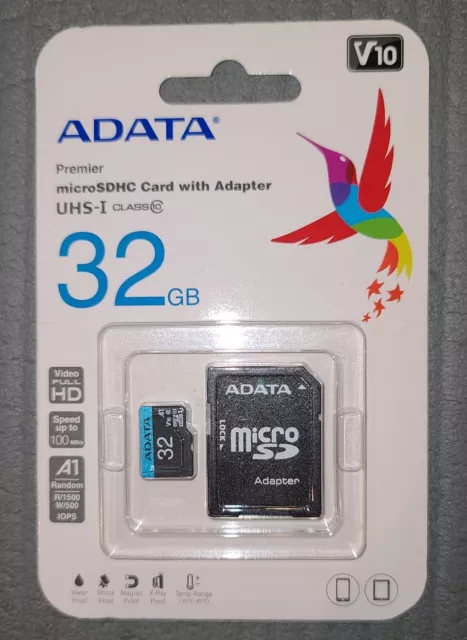 Tarjeta de memoria ADATA 32 GB Premier microSDHC UHS-I/Clase 10 V10 A1 con adaptador SD