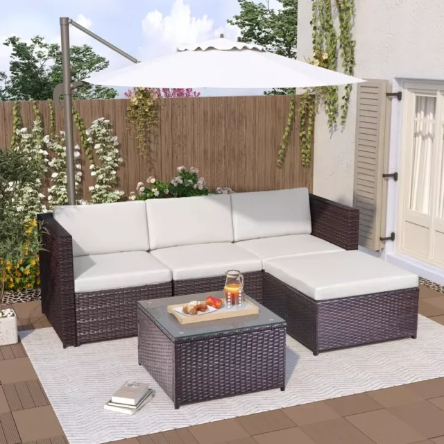 Rattan 4 Person Garden Lounge Set with Cushions, Outdoor or Indoor Set