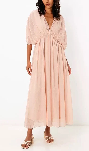 ZARA BEIGE PINK Knotted Dress With Button Details Size M UK 12 Bnwt 30.00  - PicClick UK