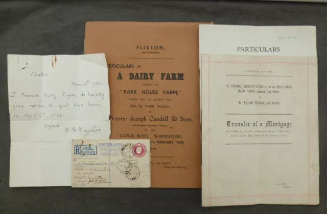 1938, Sale Particulars, Flixton, Scarborough (DAIRY FARM) East Yorkshire