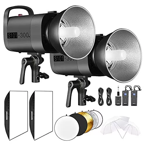 Kit de iluminación de flash estroboscópico para estudio fotográfico Neewer 600W versión mejorada disparador5600