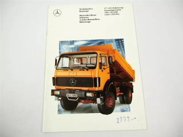 Mercedes Benz truck construction site vehicles 17t to 19t 216 hp to 355 hp brochure 1989