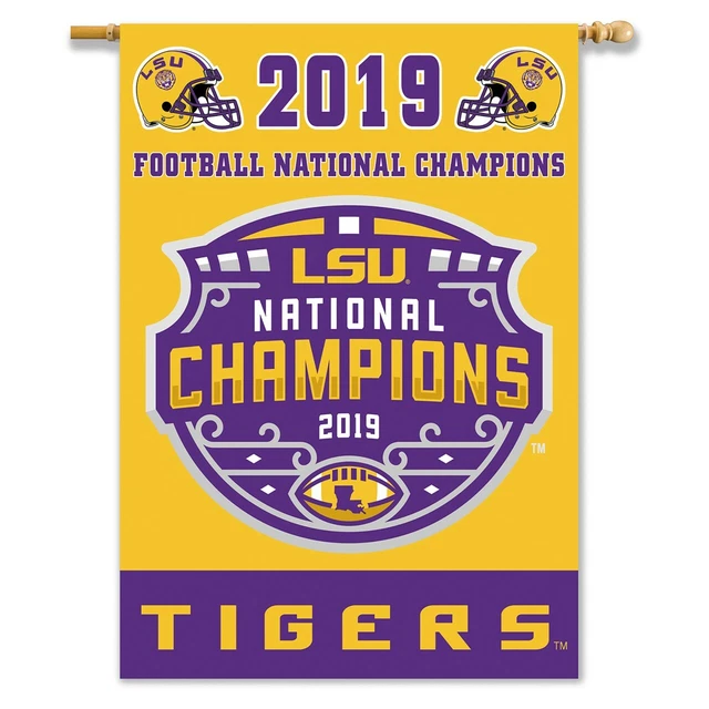 Lsu Tigers 2019 National Champs 2 Sided 28"X40" House Flag Banner Ncaa Licensed