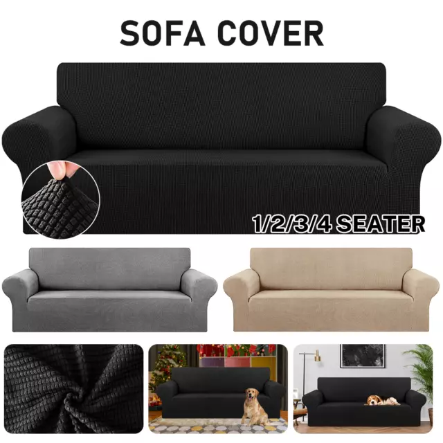 1-4 Seater Slipcover Solid Color Sofa Covers Stretch Couch Furniture Protector