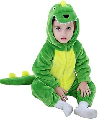 Unisex Kid’s & Toddler’s Costume Outfit Flannel Dinosaur Hooded Romper Jumpsuit