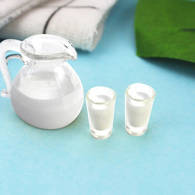 Mini jarra de leche de vidrio mini joyas para el hogar modelo de escena en miniatura vaso de leche mini