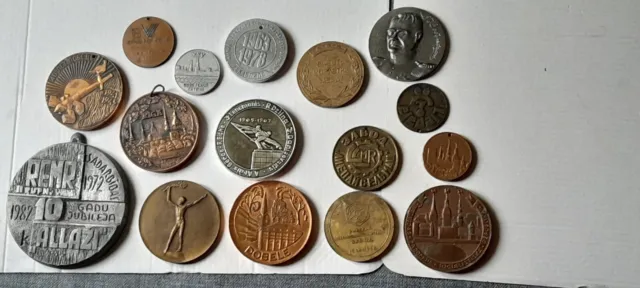 Job Lot Of Big And Different Original Soviet Memorable Table Medals.   