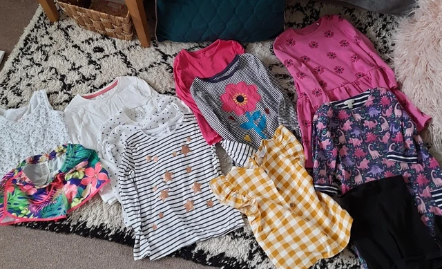 Girls Bundle NEXT Jojo Maman Tops shorts Leggings Dress Size 4-5 years 11 items