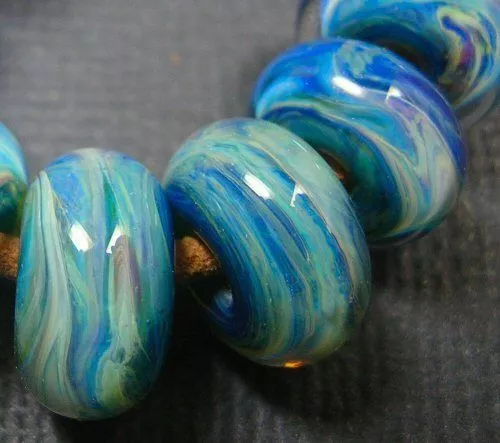 5FISH ~ Handmade Lampwork Boro Spacer Beads ~ Open Seas (8)