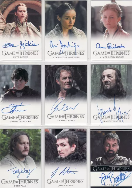 2015 Game of Thrones Season 4 Autograph Auto Card Selection